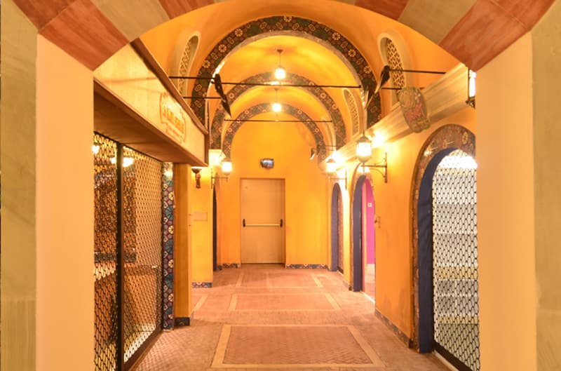 KidZania Istanbul arched corridor with stamped concrete flooring